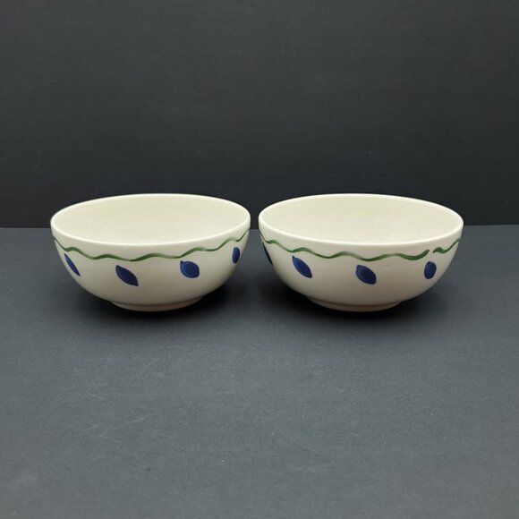 Pfaltzgraff Springwood Soup Cereal Bowls White Stoneware Bowls with Blue Flowers - Picture 2 of 8